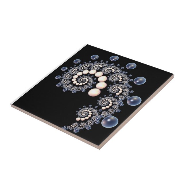 Azulejos cerâmicos de marfim e pérolas azuis (Lateral)