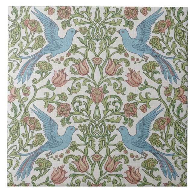 Azulejos Cerâmicos de Pássaros e Flores (Frente)