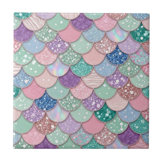 Azulejos Cerâmicos Escamas de Sereia Pastel (Frente)