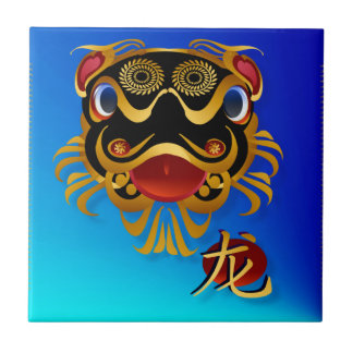 Azulejos chineses Dourados pretos da cara e do