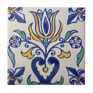 azulejos clássicos de padrão floral amarelo azul-t