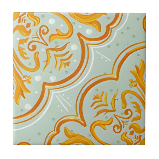 azulejos clássicos de parede branca e dourada (Frente)