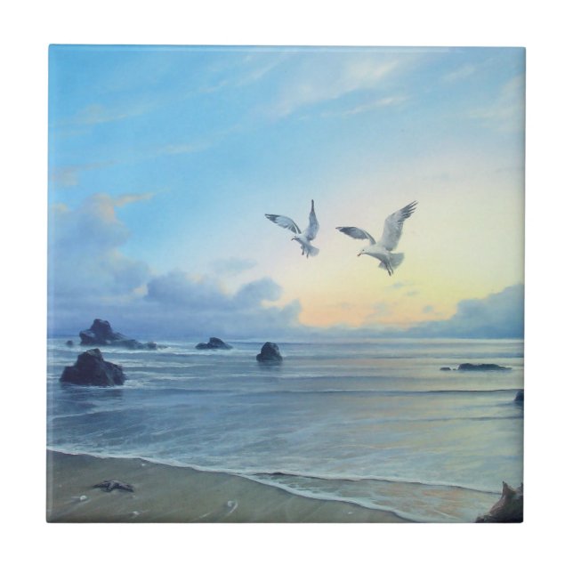 Azulejos da cozinha do tema da praia das marés da (Frente)