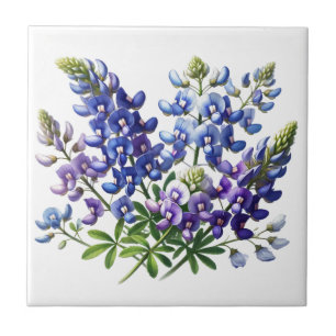 Azulejos de Bluebonnets Flor de Lupino Texas Aquar