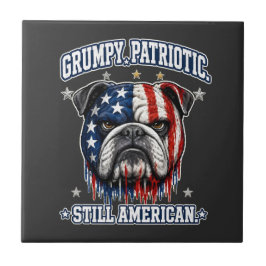 Azulejos de Bulldog Patriótico Mal-Humorado de 4 d
