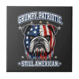 Azulejos de Bulldog Patriótico Mal-Humorado de 4 d