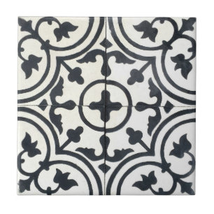 Azulejos de Cerâmica com Padrão Francês - Preto e
