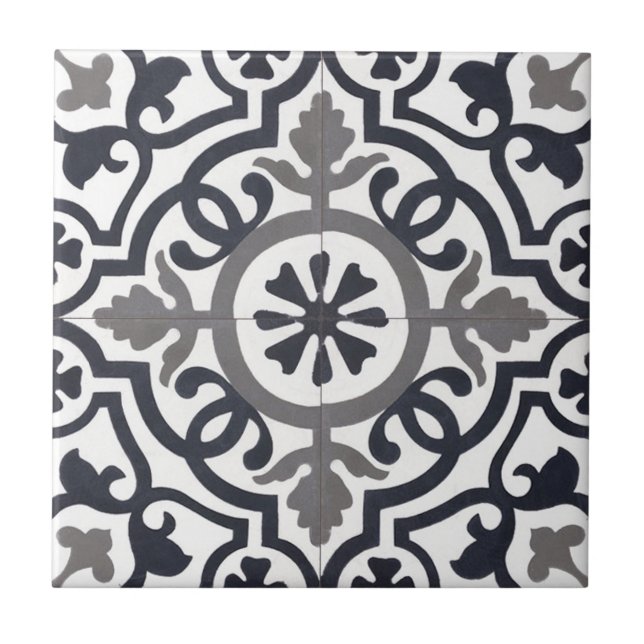 Azulejos de Cerâmica Franceses - Preto, Cinza e Br (Frente)