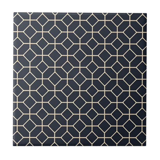 azulejos de chão de diamante preto e branco (Frente)