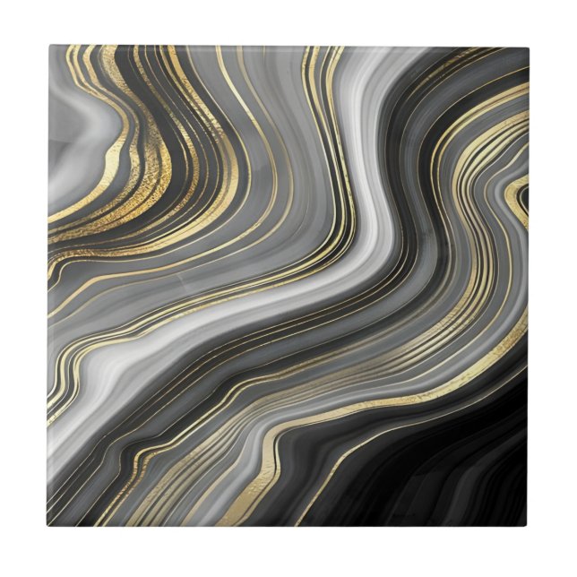 azulejos de chão negro e de ouro corajosamente (Frente)