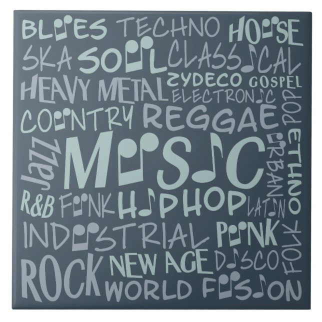Azulejos de Colagem de Palavras de Genres de Músic (Frente)