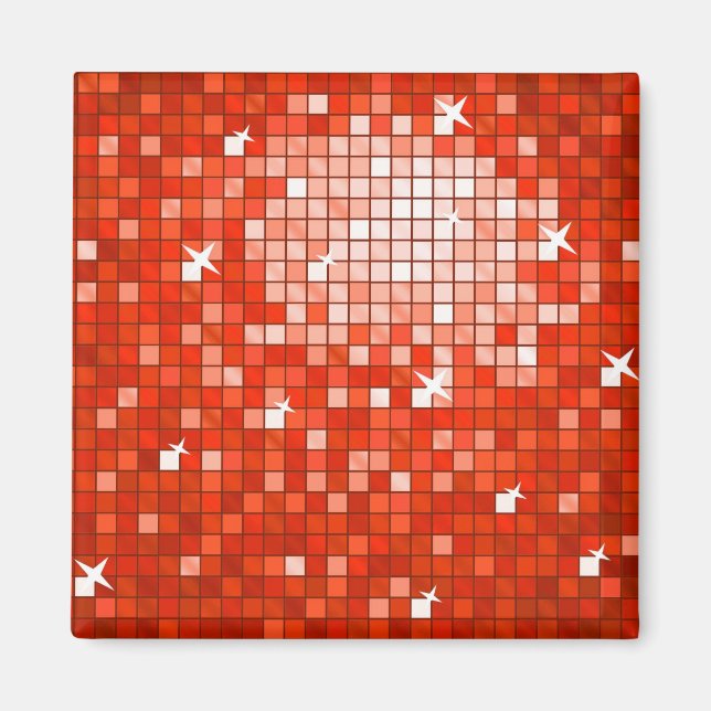 Azulejos de Disco - imã de geladeira Vermelha (Frente)