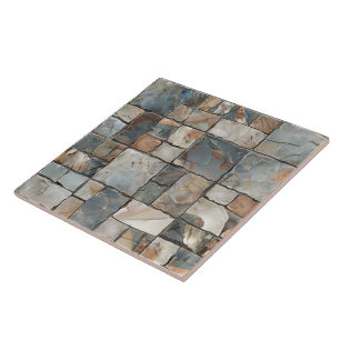 Azulejos de Flagstone texturizados em tons terríve