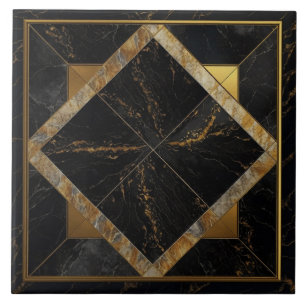 Azulejos de mármore em preto-e-ouro