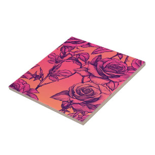 Azulejos De Rosa Cerâmica Coloridos Para Pavimento