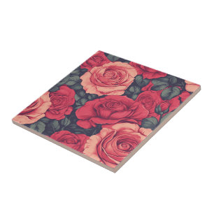 Azulejos De Rosa decoração Negros Para Paredes De