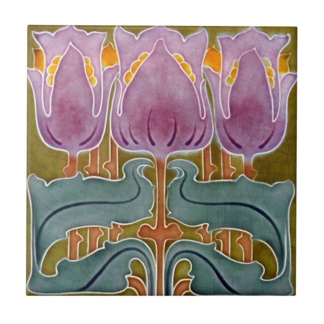 azulejos de tulipas cor-de-rosa (Frente)