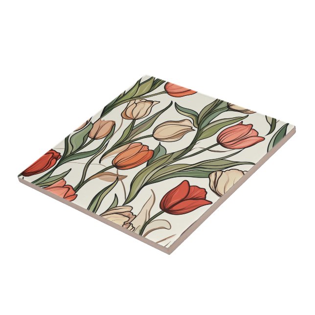 Azulejos De Tulipas Florais Negrito Para Pavimento (Lateral)