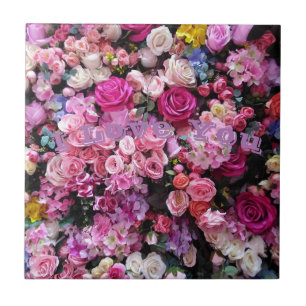 Azulejos decorativos amam rosa