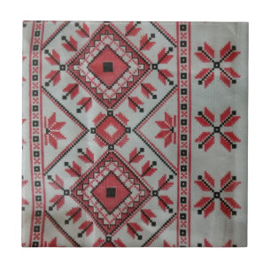 Azulejos decorativos vermelho e preto