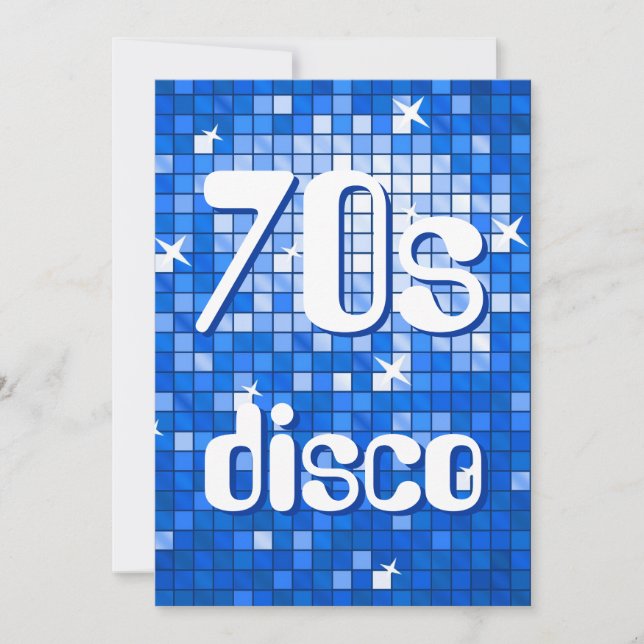 Azulejos Disco Azul Escuro 70s Convite Disco (Frente)