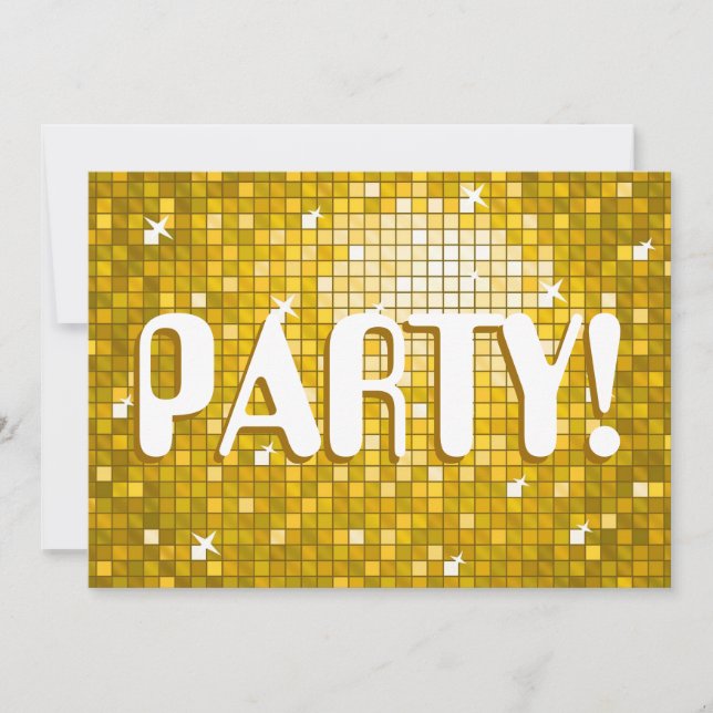 Azulejos Disco Dourado 'PARTY!' convite amelia tex (Frente)