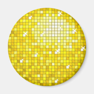 Azulejos Disco imã de geladeira amarelo redondo