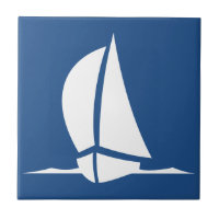 Azulejos do branco do navio de navigação dos azuis