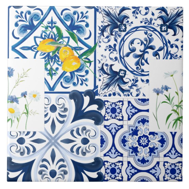 Azulejos do Mediterrâneo, azulejos sicilianos, maj (Frente)