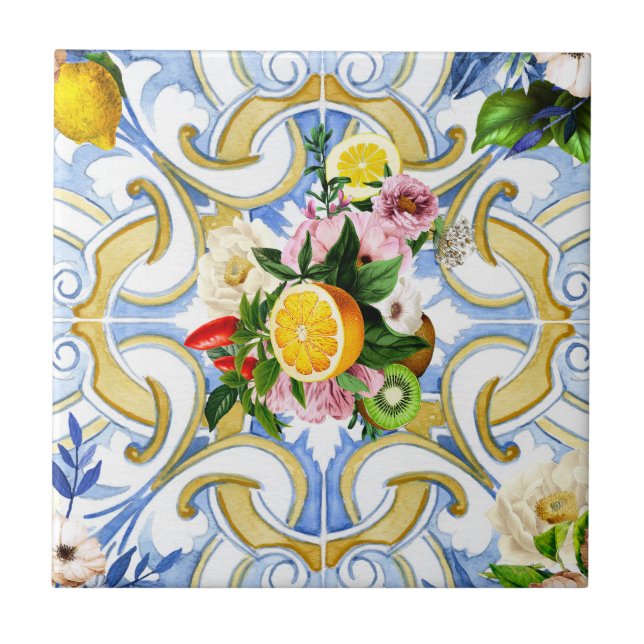 Azulejos do Mediterrâneo, majolica, estilo Sicilia (Frente)