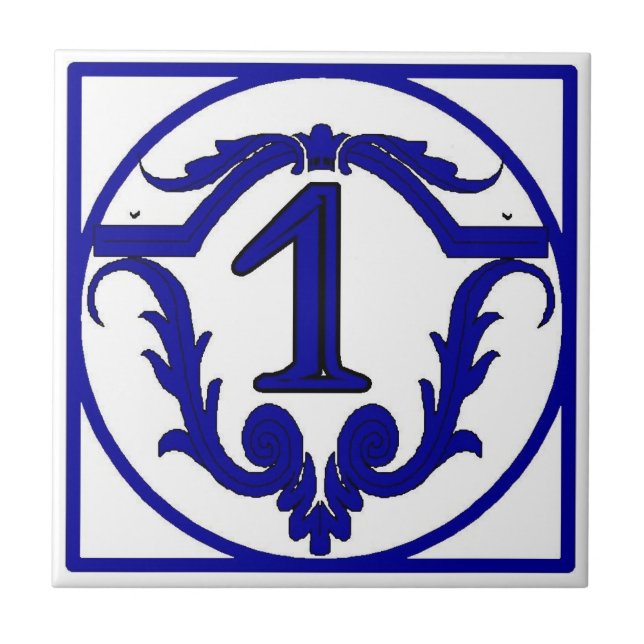 Azulejos do Número de Casa em Francês Azul (Frente)