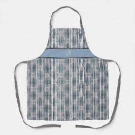 Azulejos e tiras brancas em tons de monograma teal