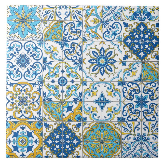 Azulejos em azul e amarelo (Frente)