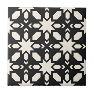 azulejos em forma de estrelas em preto e branco