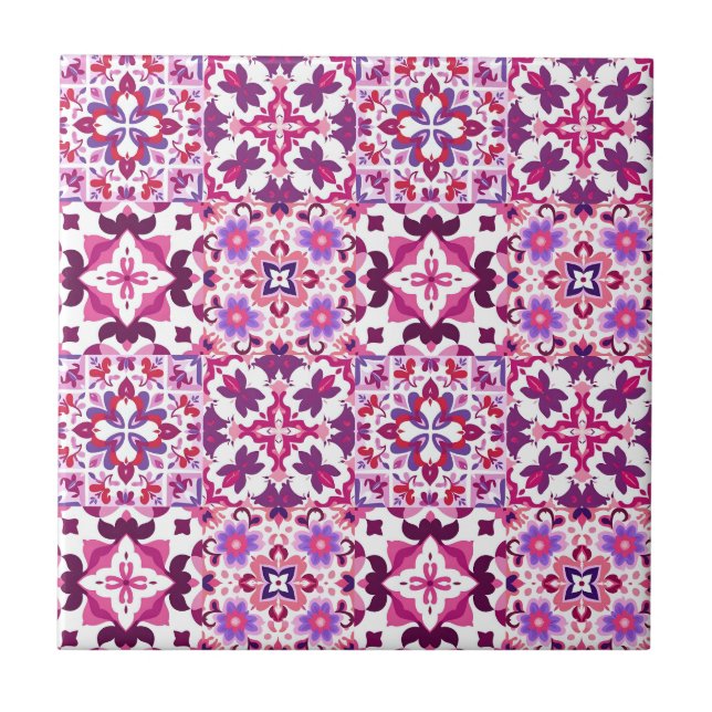 Azulejos Espanhóis Rosa e Roxo (Frente)