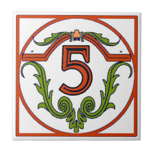 Azulejos espanhóis vermelhos do número da casa da