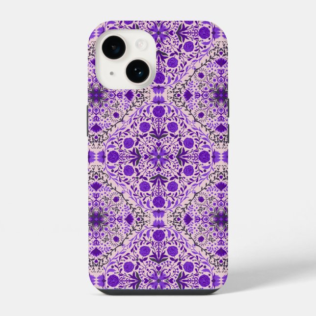 Azulejos florais em violeta e rosa algodão doce (Verso)