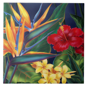 Azulejos florais havaianos & Trivets do paraíso