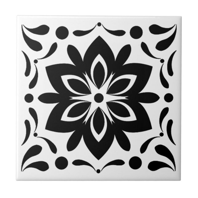 Azulejos Florais Preto e Branco (Frente)