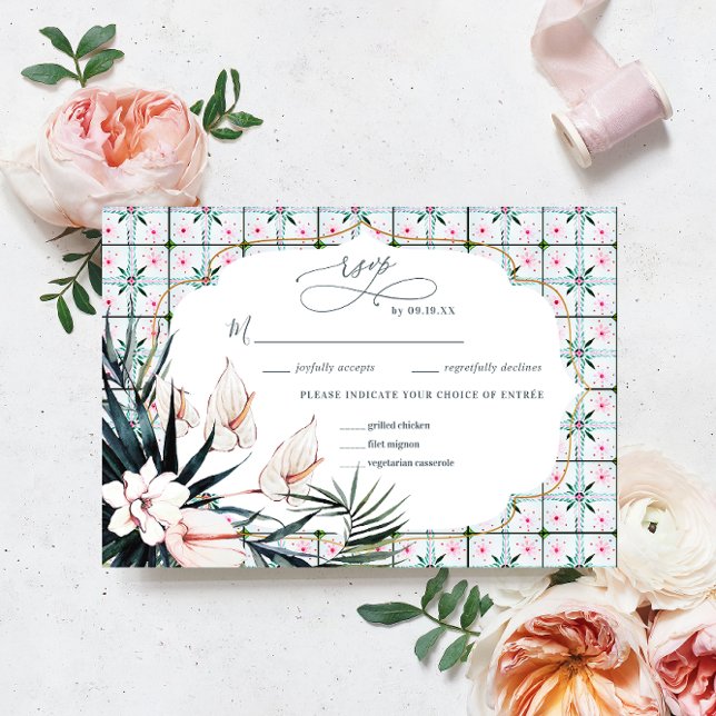 Azulejos Florais | Resposta de Casamento Tropical  (Criador carregado)