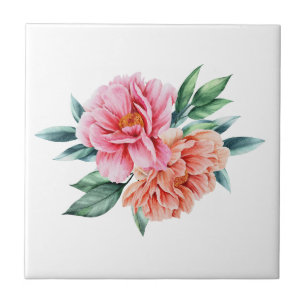 Azulejos Florais Rosa Bege Peônias Reforma Cozinha