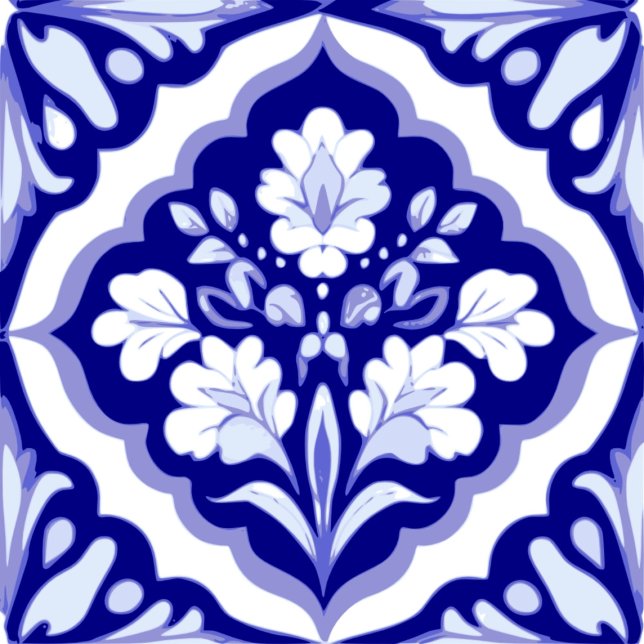 Azulejos Floral Azulejos Azul e Branco sem Semente (Single Tile)