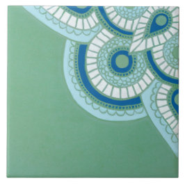 Azulejos geométricos azuis e verdes cerâmicos