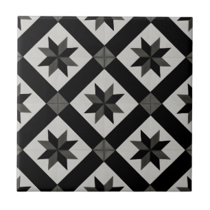 azulejos geométricos clássicos a preto e branco