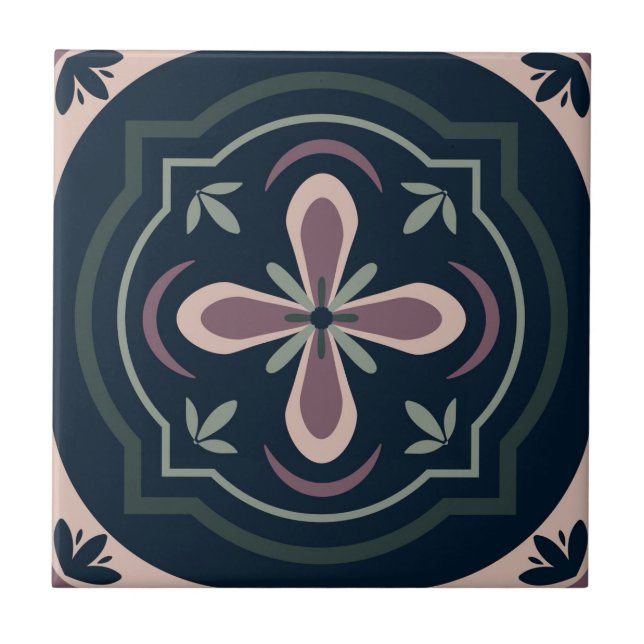 azulejos geométricos florais de cores terrosas (Frente)