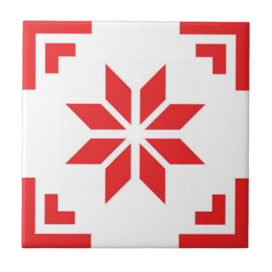 Azulejos geométricos vermelhos brancos