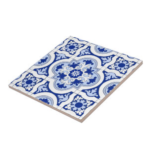 Azulejos italianos, majolica,    padrão azul e bra