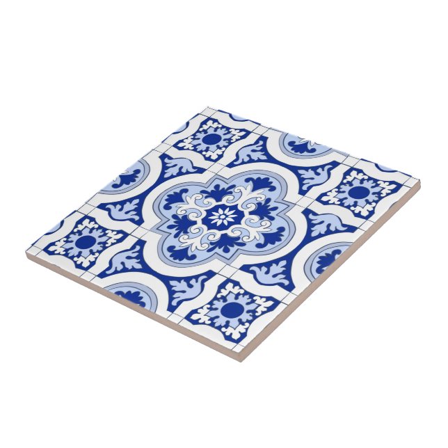 Azulejos italianos, majolica, padrão azul e branco (Lateral)