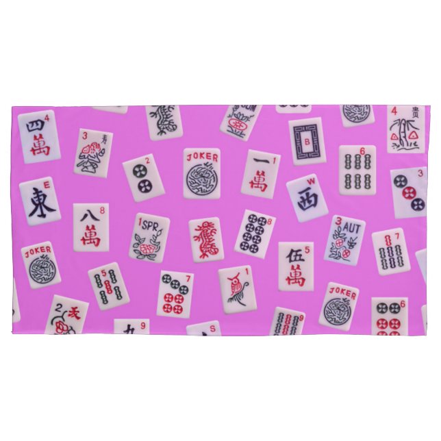 Azulejos MahJongg em fundo rosa (Frente-Esquerda)