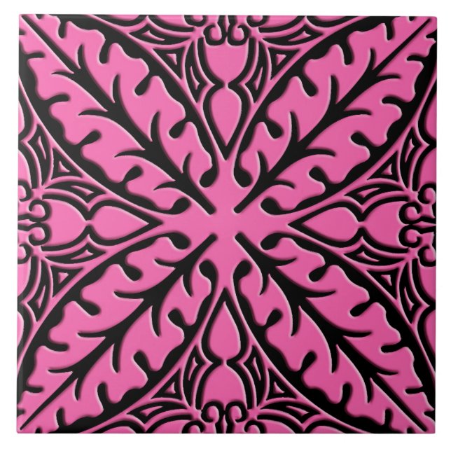 Azulejos marroquinos - cor-de-rosa e preto fúcsia (Frente)